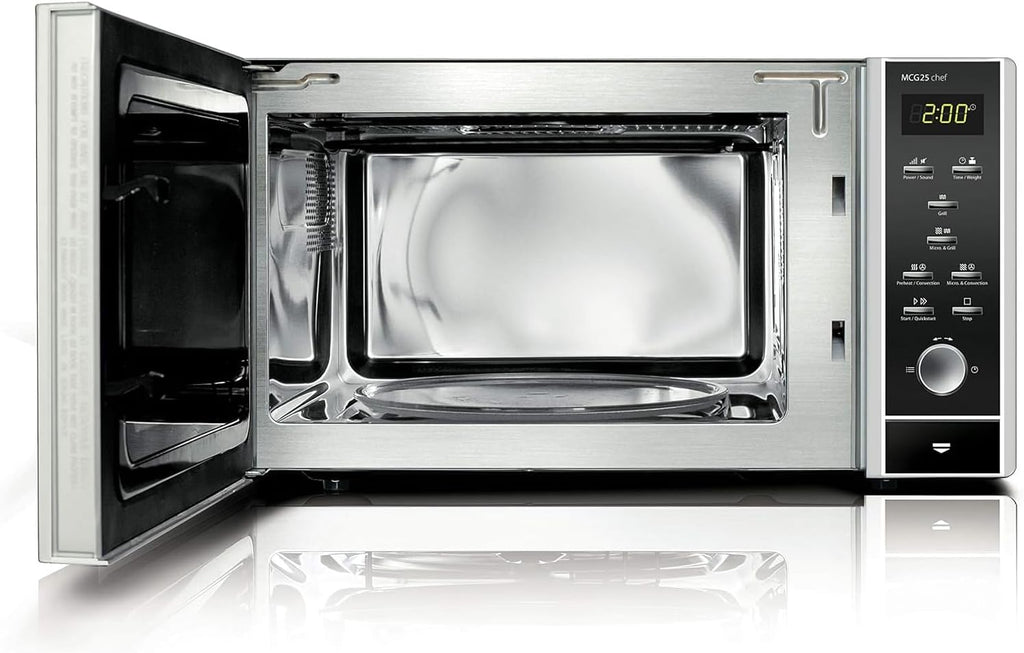 CASO MCG30 Ceramic chef Testsieger Haus & Garten Test, 3in1 Mikrowelle mit Grill + Heißluft 2100W 30L, Borosilikatglasboden, Backofen-Funktion bis 200°C