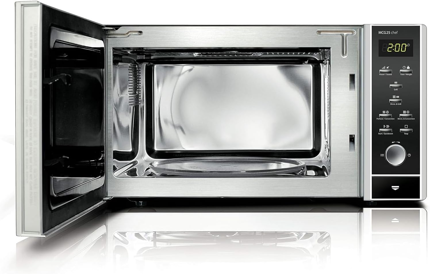CASO MCG30 Ceramic chef Testsieger Haus & Garten Test, 3in1 Mikrowelle mit Grill + Heißluft 2100W 30L, Borosilikatglasboden, Backofen-Funktion bis 200°C