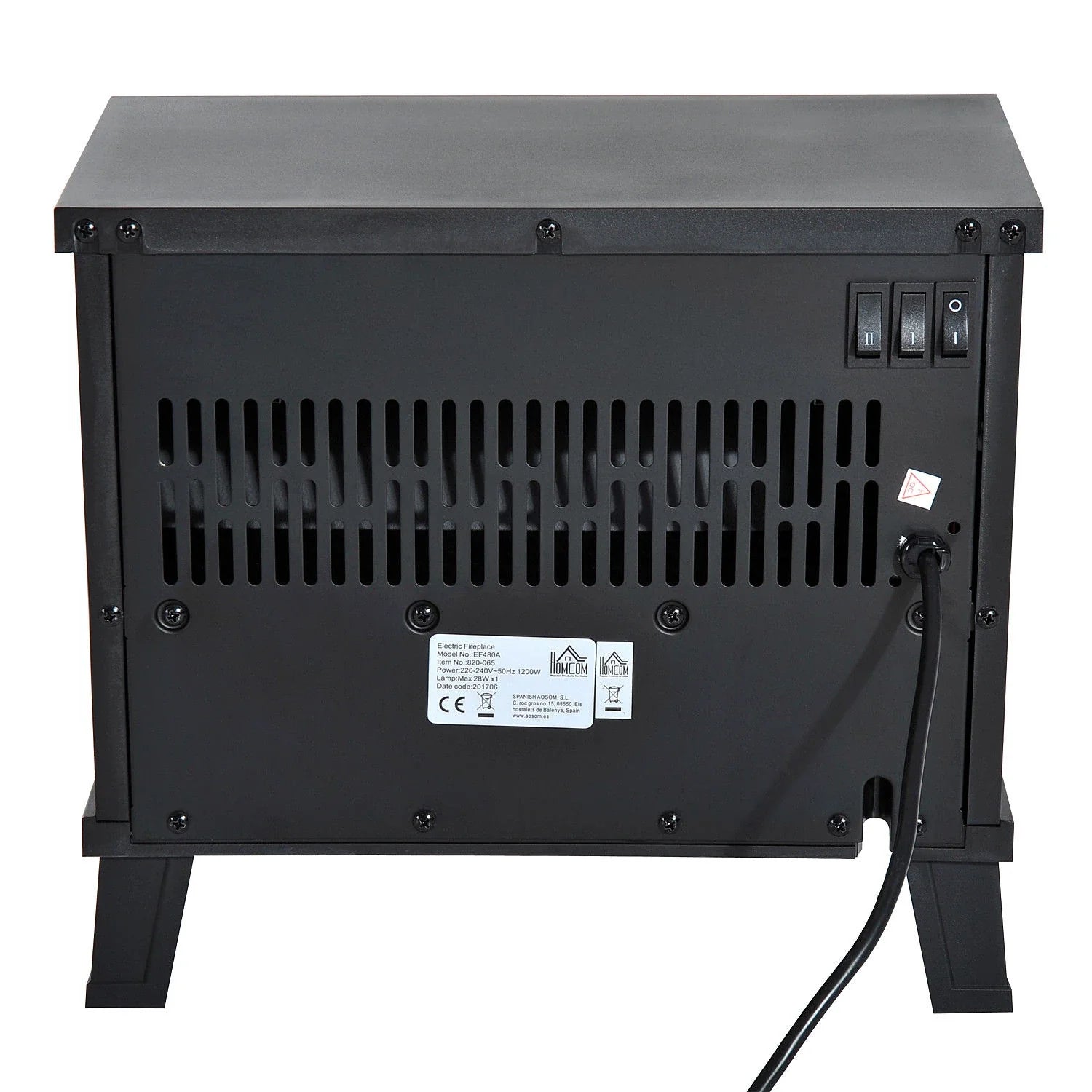 HOMCOM Elektrokamin mit Flammeneffekt & 2 Heizstufen