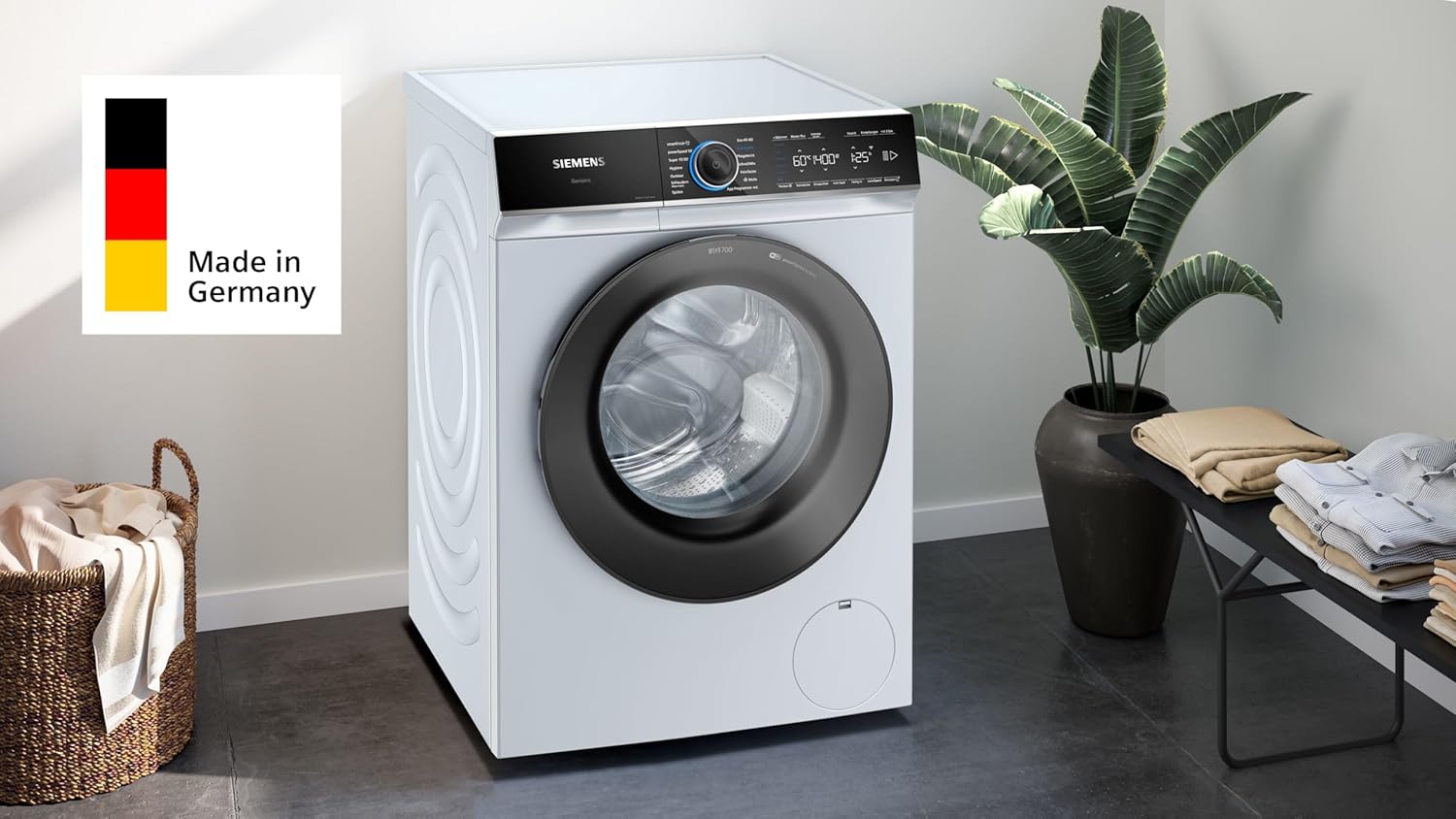 Siemens WM14N223 Waschmaschine iQ300, Frontlader mit 7kg Fassungsvermgen, 1400 UpM, speedPack L, LED-Display,Outdoor-Programm, Wei, 60cm