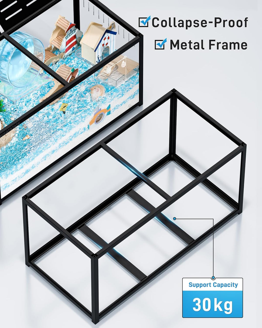 BUCATSTATE Hamsterkäfig 3,0: Metall Rattenkäfig Kleintierkäfig Groß Stapelbar mit Einfacher Montage 120L x 60W x 62H cm für Nager, Mäuse, Zwerghamster (0,72m², Weiß)