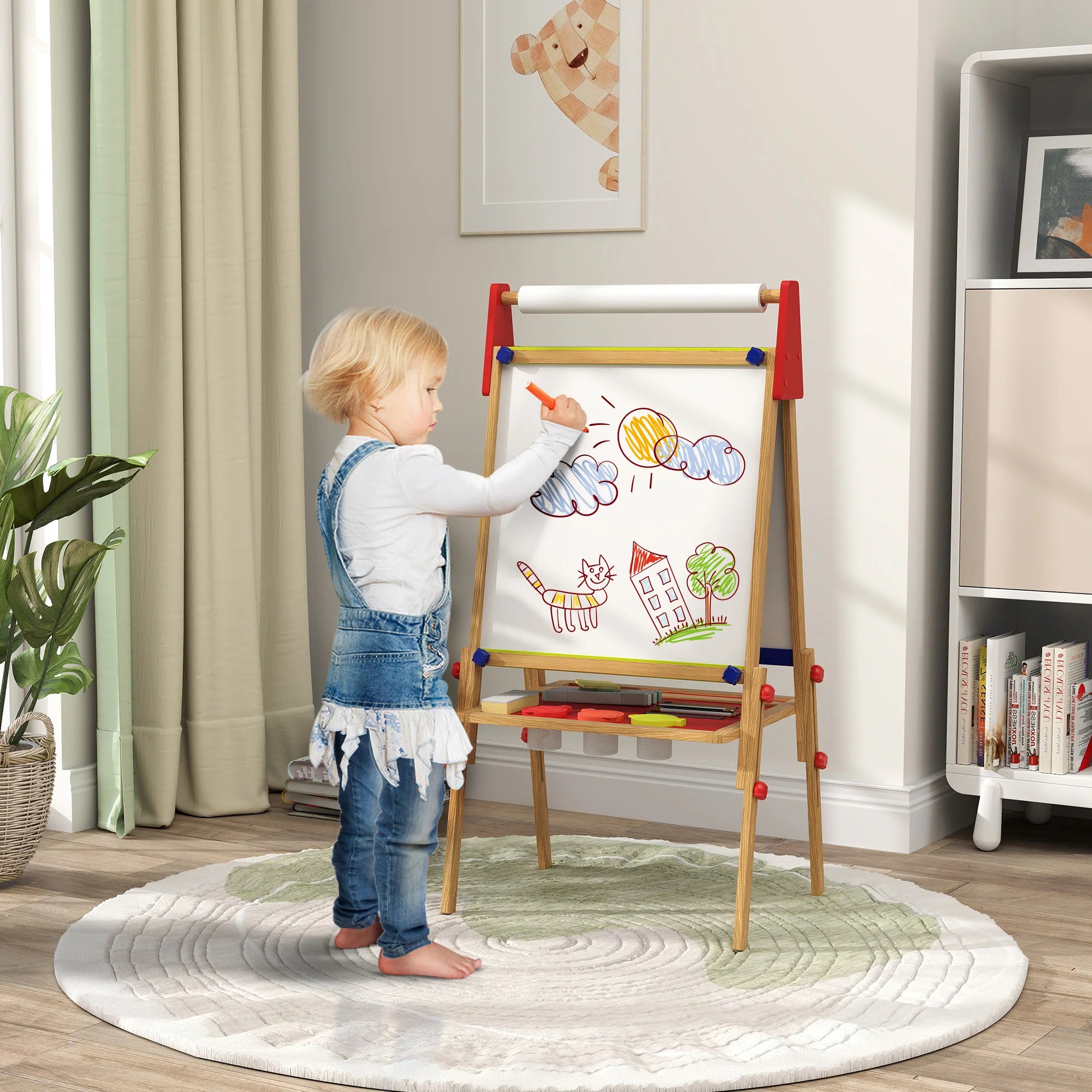 AIYAPLAY 3-in-1 Kindertafel höhenverstellbar – Naturholz