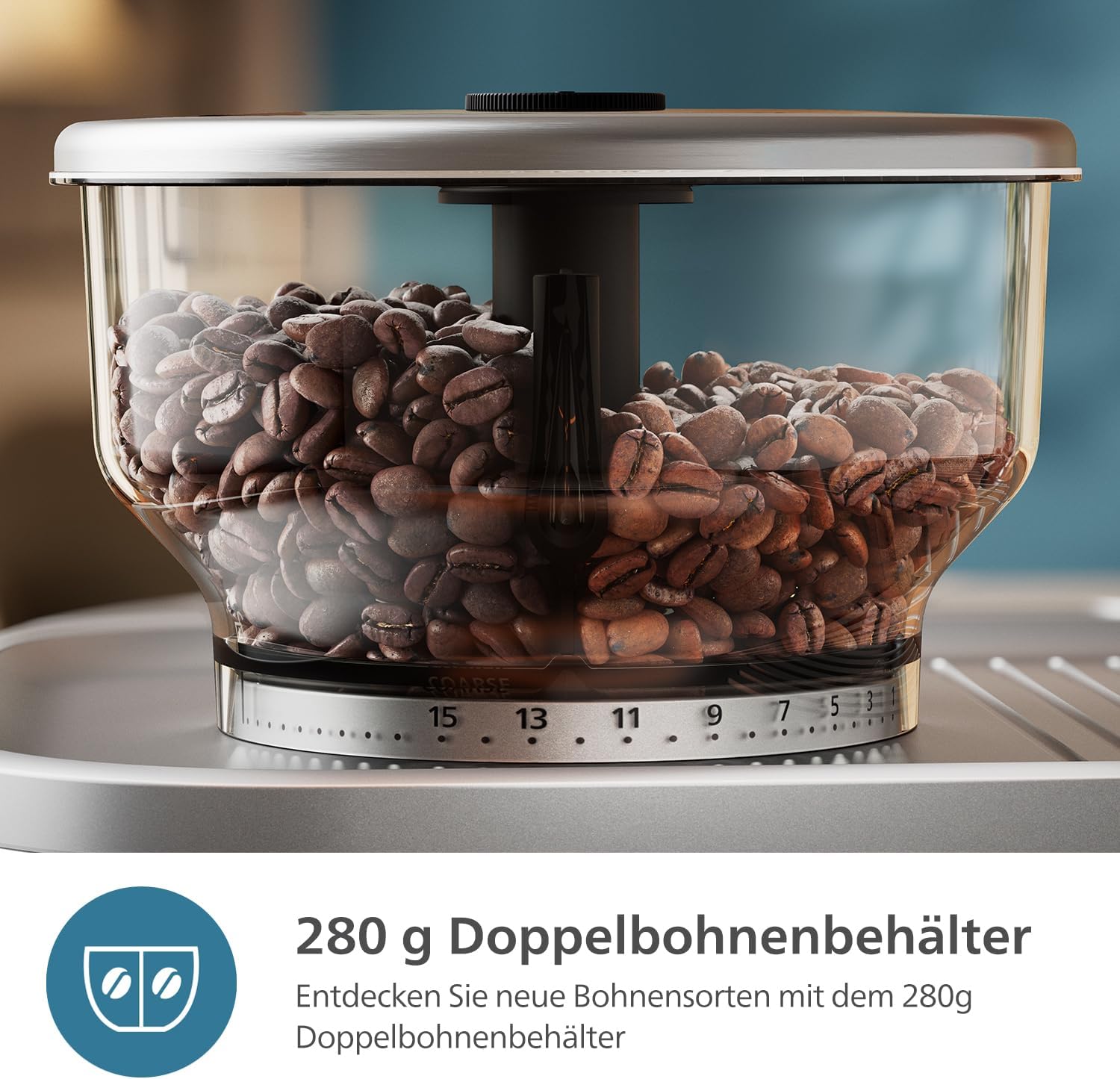 Philips Barista Brew Halbautomatische Espressomaschine - Einfacher & doppelter Espresso + Americano Taste, 250g Bohnenbehälter, Intuitive Führung, Kalibriertes Stampfen, Metall Silber (PSA3218/01)