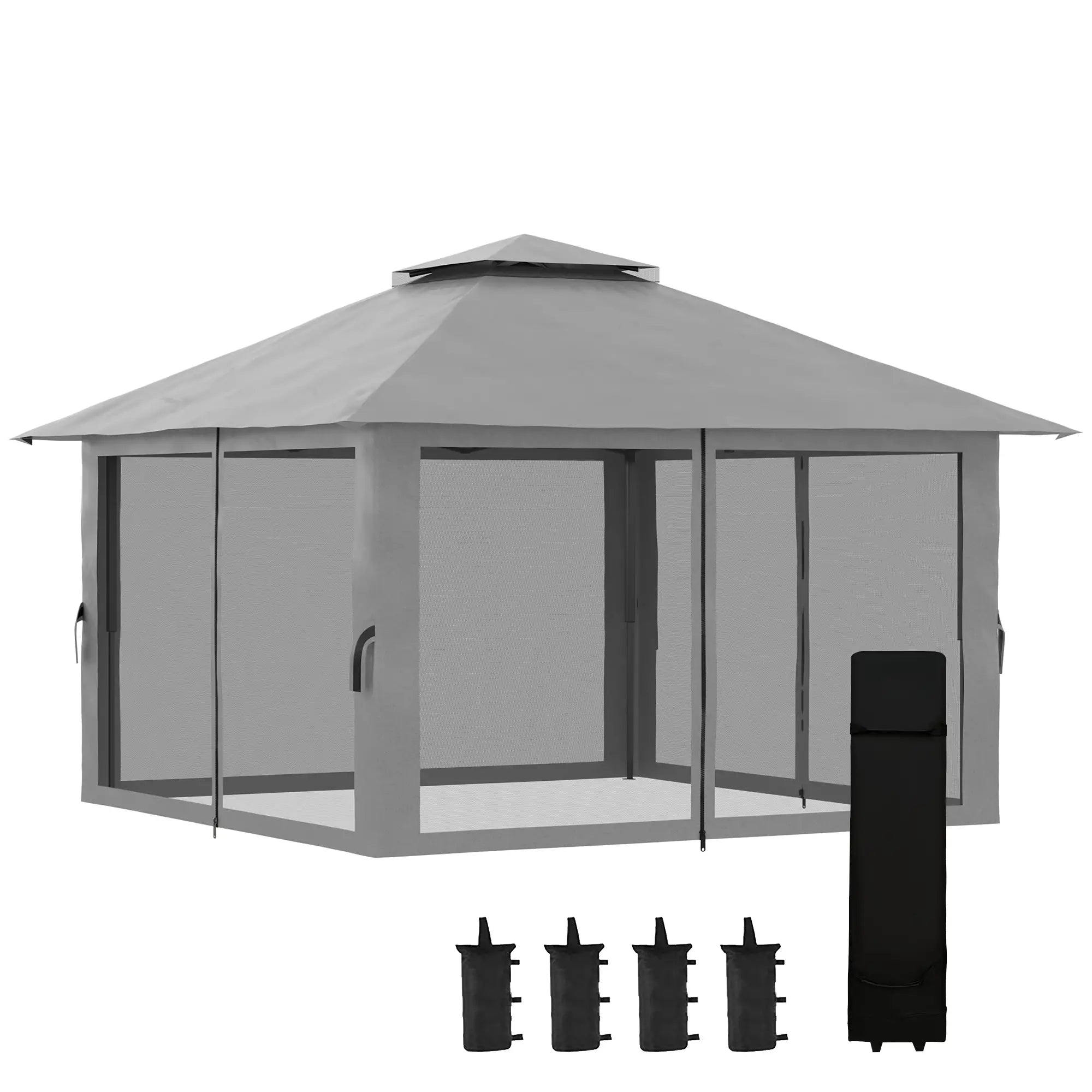 Outsunny Faltpavillon höhenverstellbar UV50+ mit Rollen