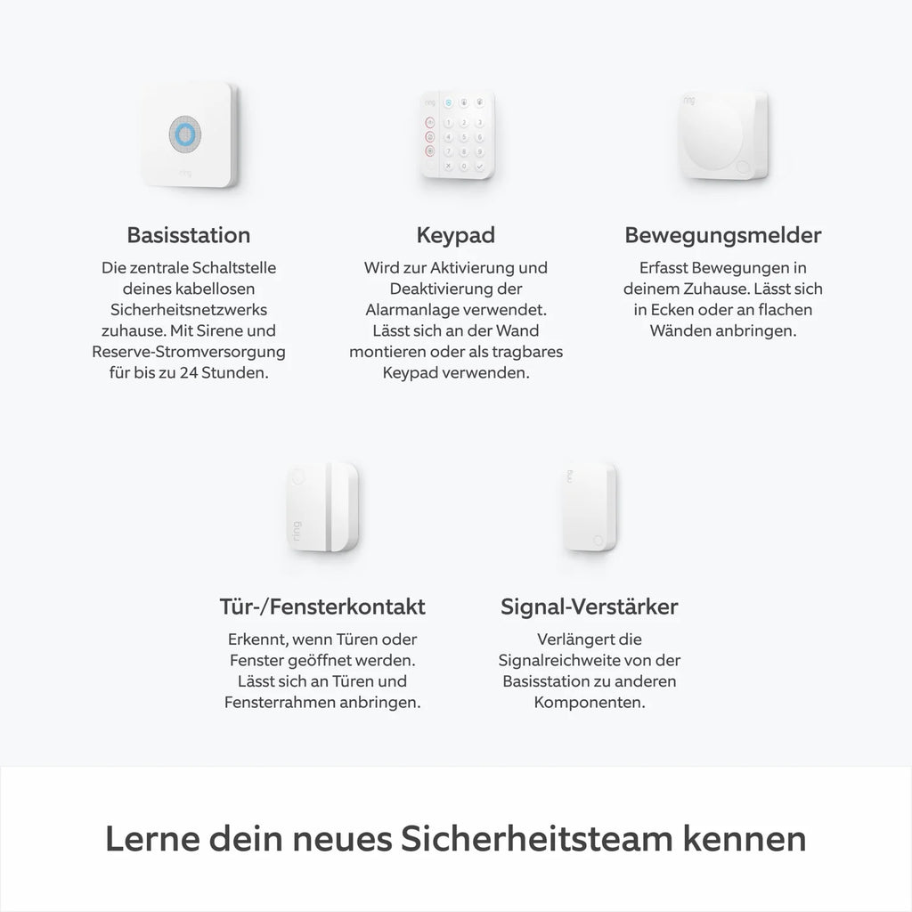 Alarm-Set + Innenkamera 2. Gen + Akku-Videotürklingel im Paket - L