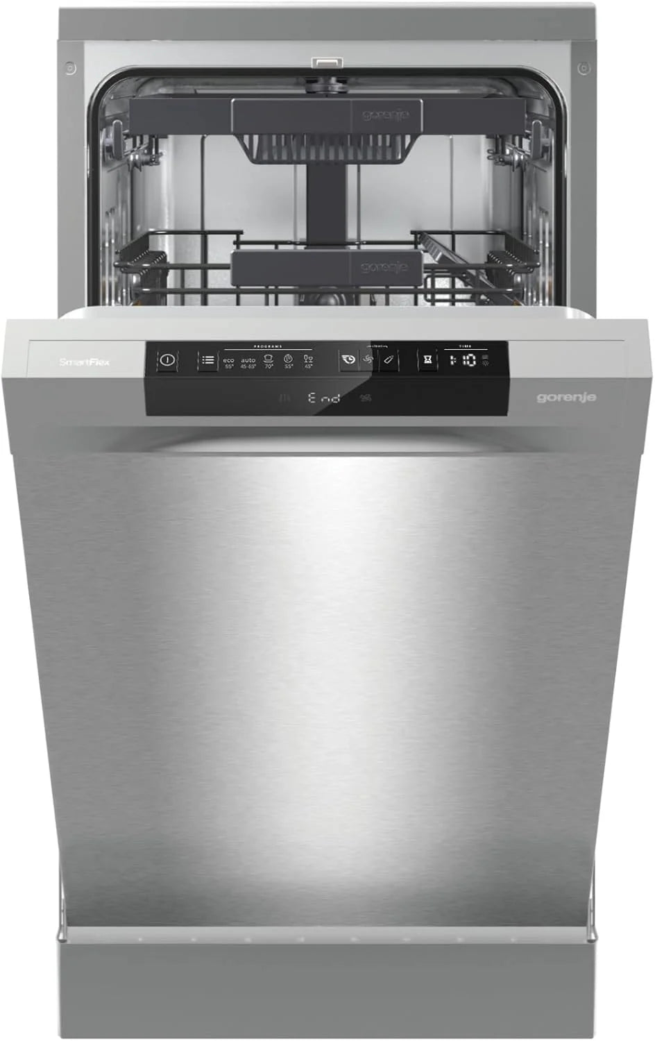 Gorenje GS 541D10 X Freistehender Geschirrspüler / SuperSilent / 11 Maßgedecke / 5 Programme / Programmanzeige / TotalDry / Silber, 45 cm breit