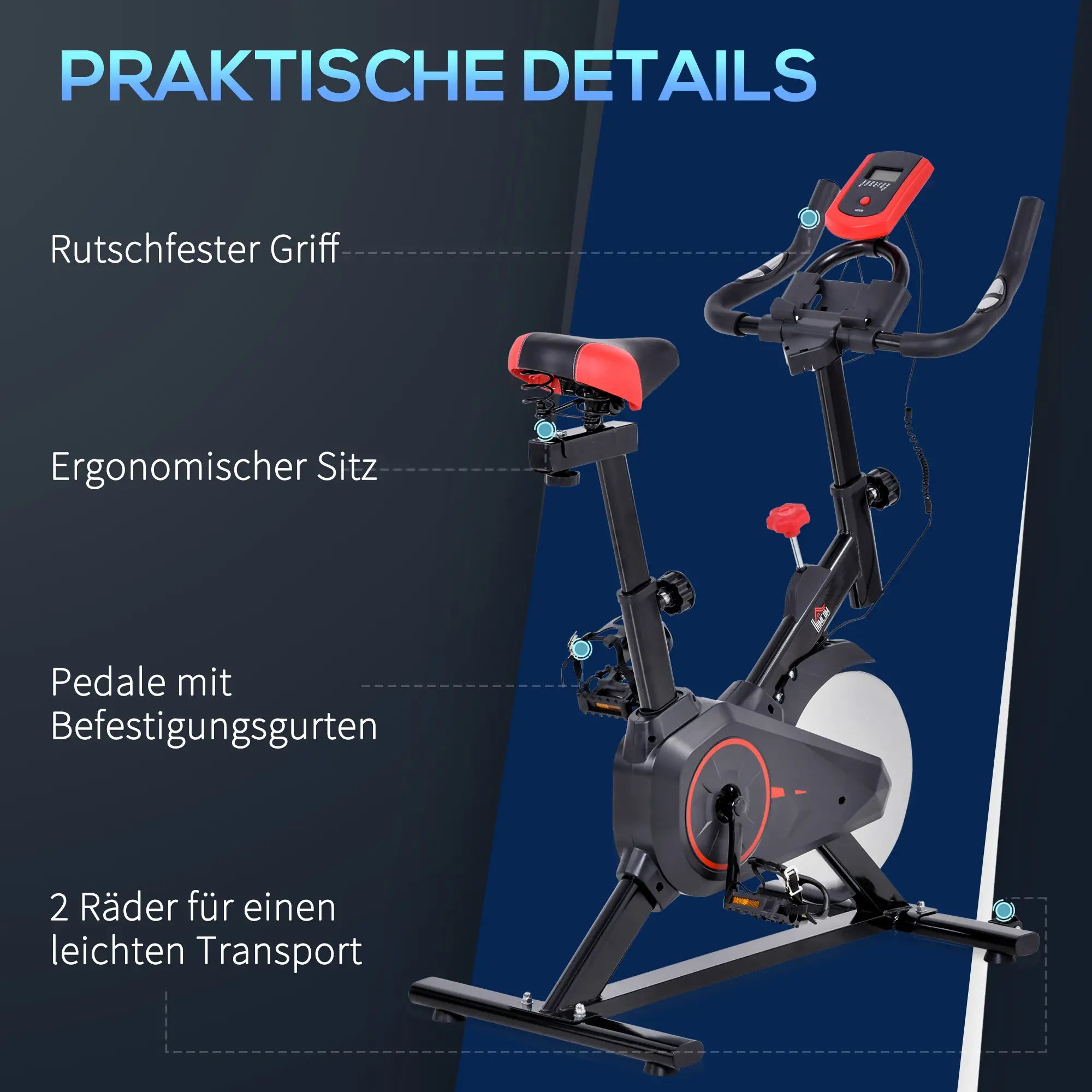 HOMCOM Fahrradtrainer Heimtrainer LCD-Display höhenverstellbar