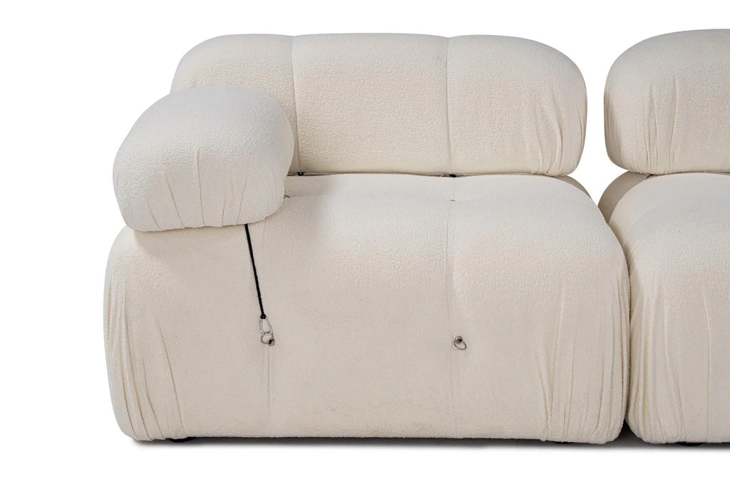 Bubble Beige L1 Ecksofa - Weiss