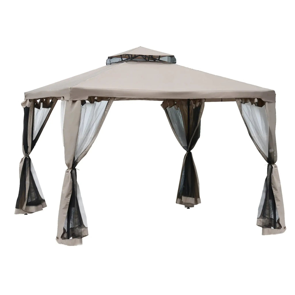 Outsunny Gartenpavillon mit Moskitonetz Doppeldach UV-Schutz