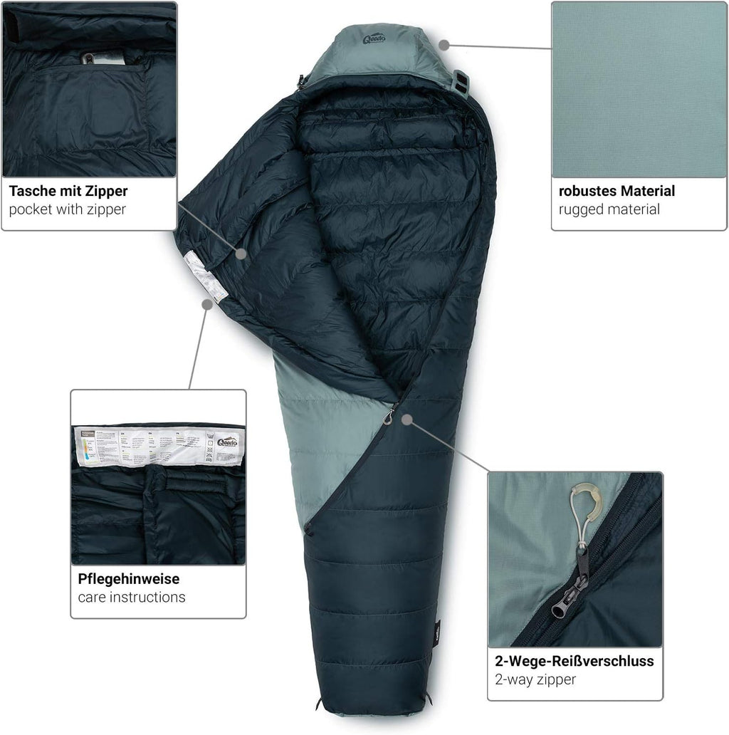 qeedo Takino Daunenschlafsack, Winterschlafsack (Gr. M & L) warm, klein & leicht
