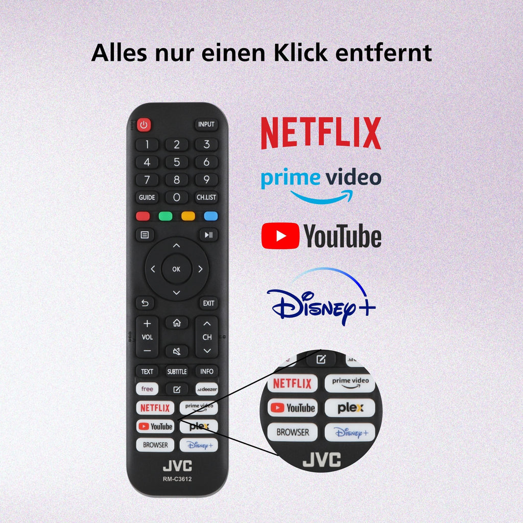 JVC Fernseher 40 Zoll Smart TV VIDAA Full HD HDR Fernseher mit 100 cm Bildschirmdiagonale und integriertem Triple-Tuner, LED TV LT-40VDF2555 (2026)