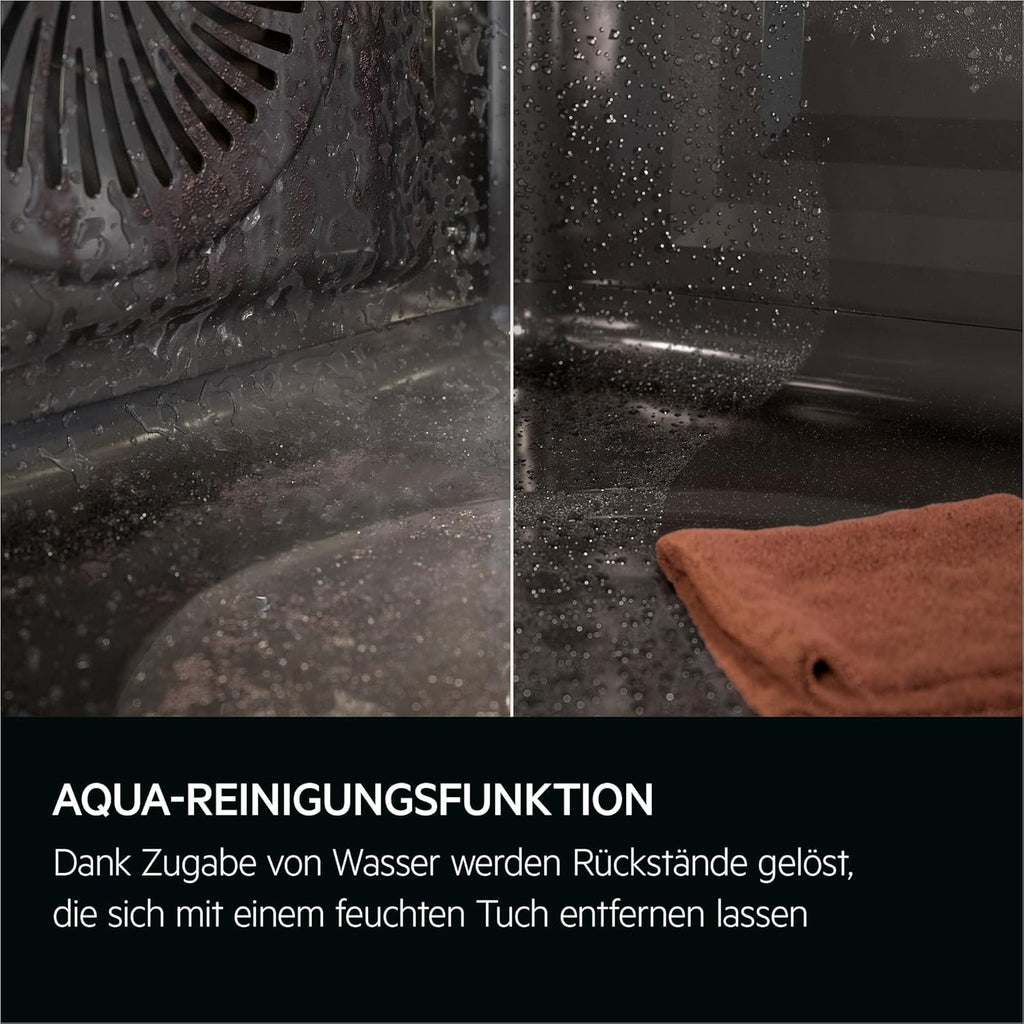 AEG Einbaubackofen – Serie 5 Ringheißluft: Gleichmäßige Garergebnisse auf 3 Ebenen – Pyrolyse Selbstreinigung – 25 Automatikprogramme – LED-Touchdisplay – Schnellaufheizung – Schwarz – BPE53516AB