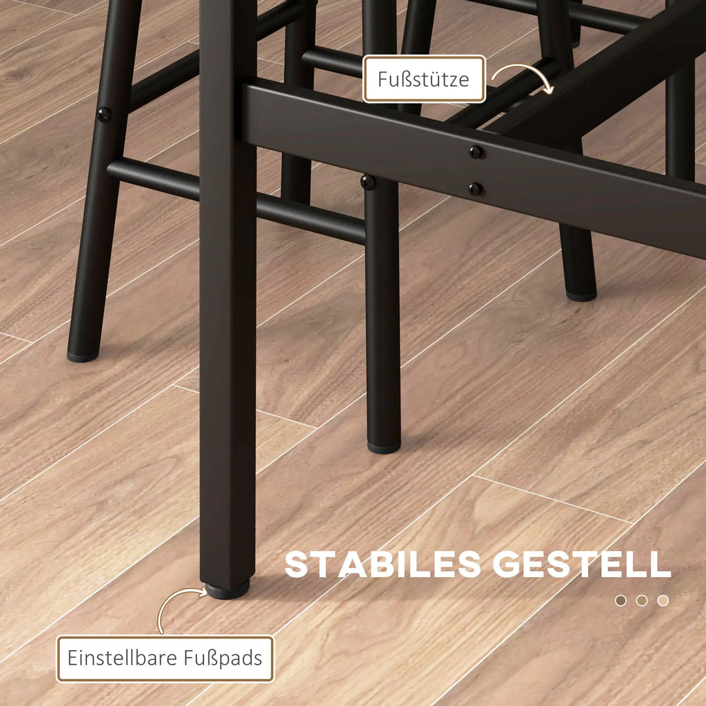 HOMCOM Bartisch-Set 3-tlg. platzsparend mit Fußstütze Industriedesign