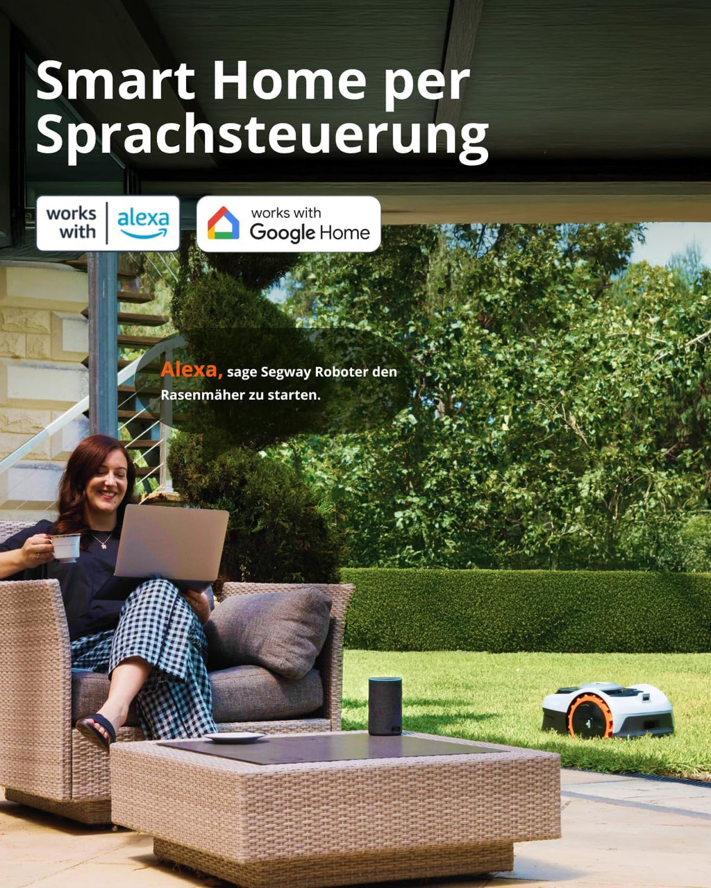 Navimow i105E Mähroboter ohne Begrenzungskabel, Empf. 500 m², Max. 600 m², RTK+Vision Rasenmäher Roboter Testsieger, Igelschutz Rasenroboter, KI Auto Kartierung, Virtuelle Begrenzung, Mehrzonen