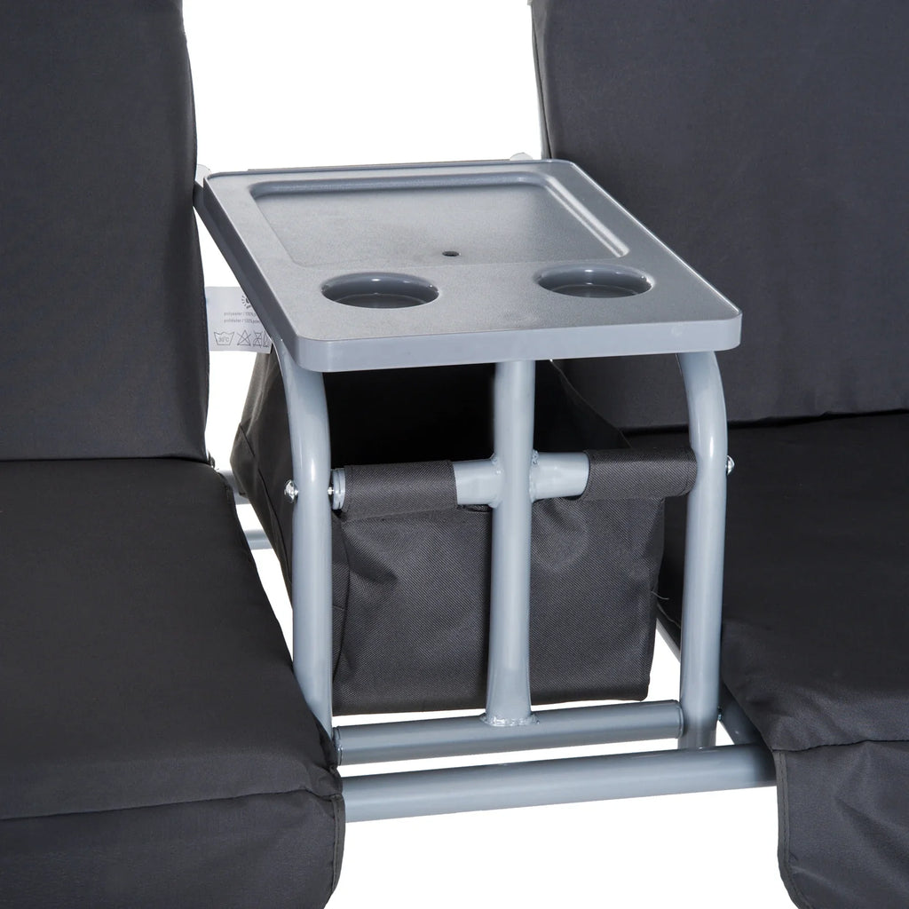 Outsunny Hollywoodschaukel 2-Sitzer mit Sonnendach Becherhalter