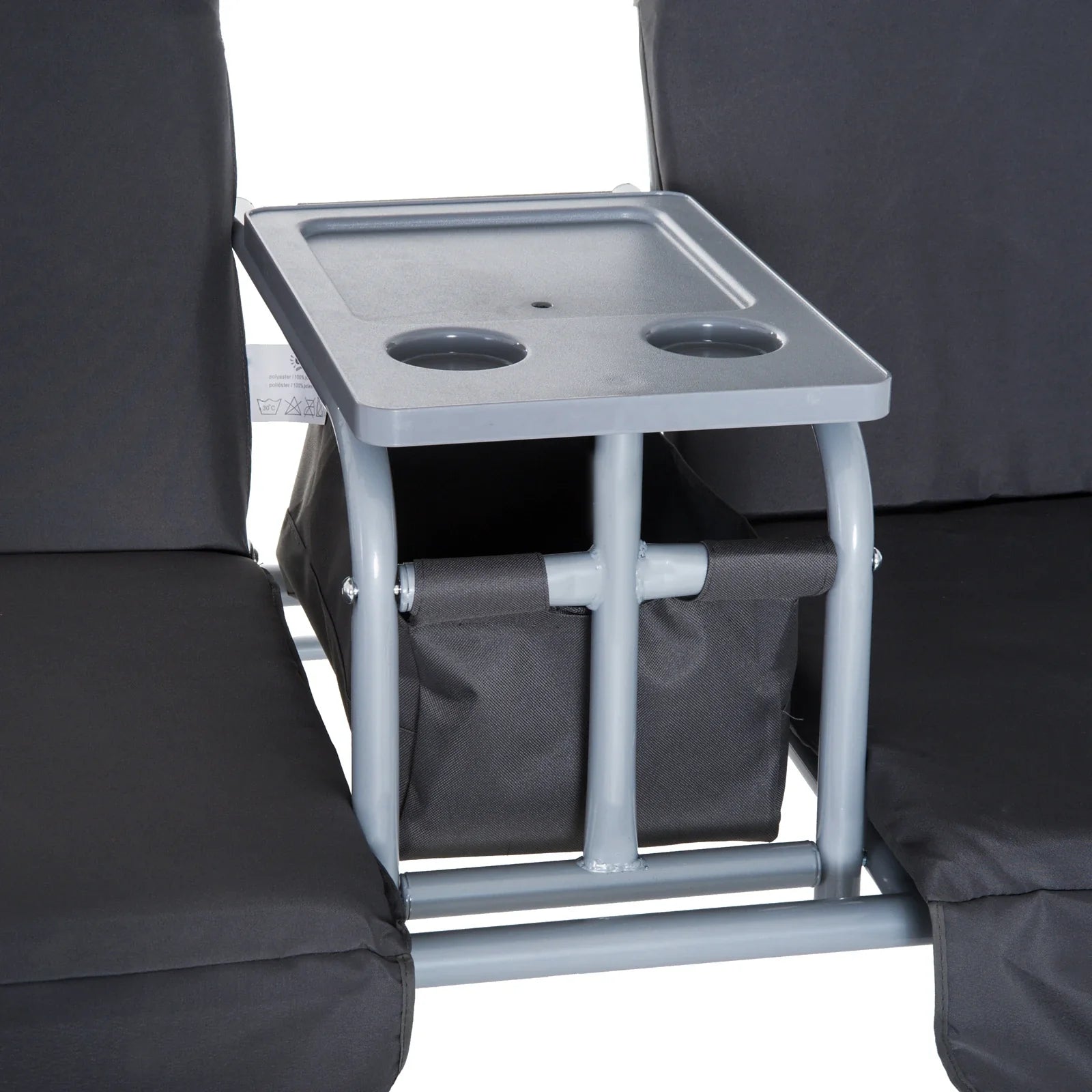 Outsunny Hollywoodschaukel 2-Sitzer mit Sonnendach Becherhalter