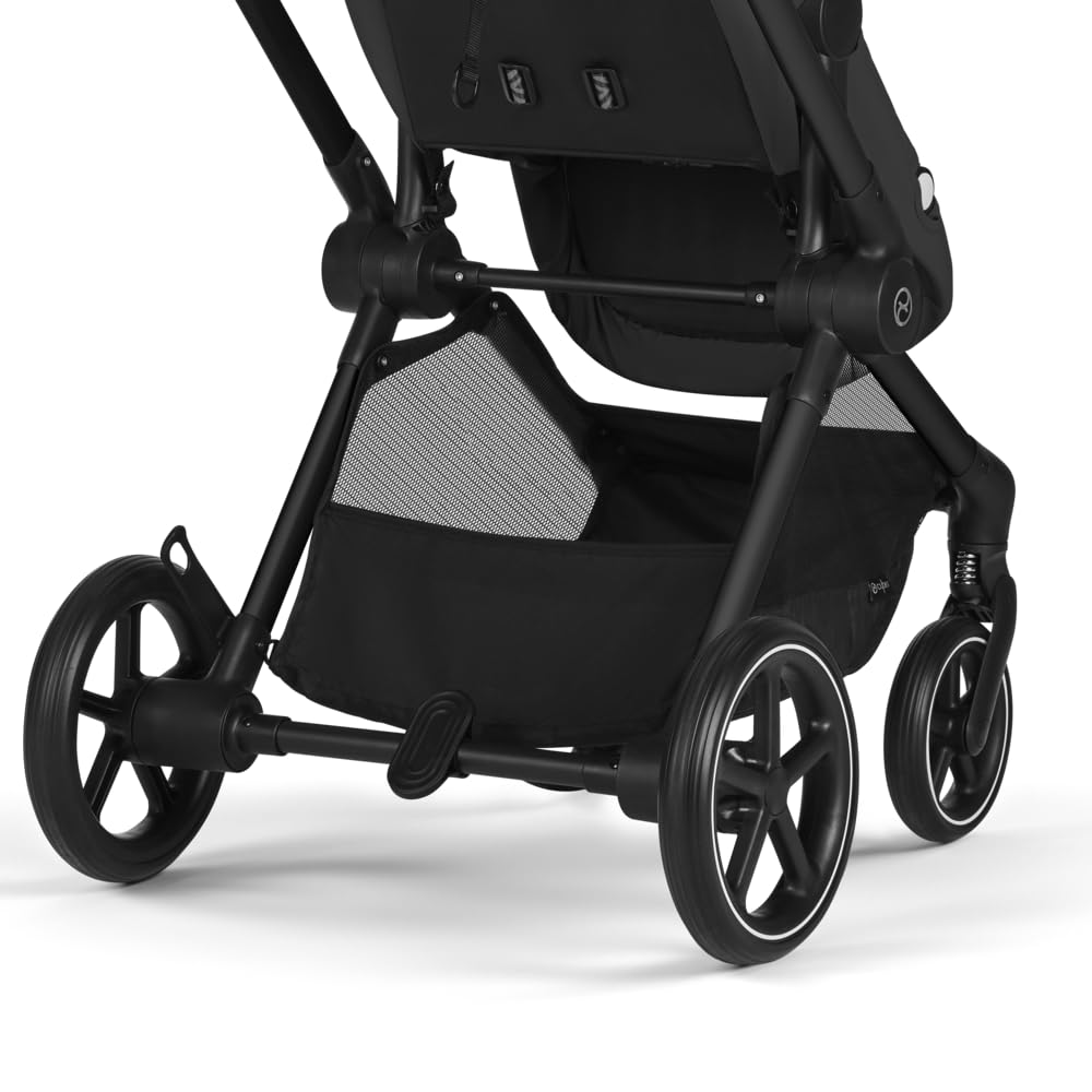 CYBEX Gold Kinderwagen EOS Lux 2-in-1 mit Babyschale Aton B2 i-Size und Babyschalen-Adapter, Reisesystem, Ab Geburt bis 22 kg (ca. 4 Jahre), Moon Black (Schwarz)