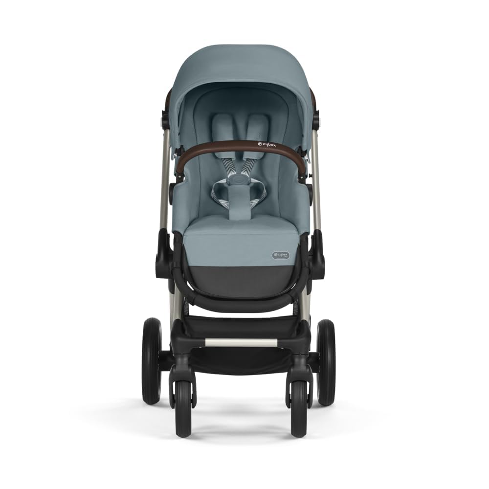 CYBEX Gold Kinderwagen EOS Lux 2-in-1 mit Babyschale Aton B2 i-Size und Babyschalen-Adapter, Reisesystem, Ab Geburt bis 22 kg (ca. 4 Jahre), Moon Black (Schwarz)