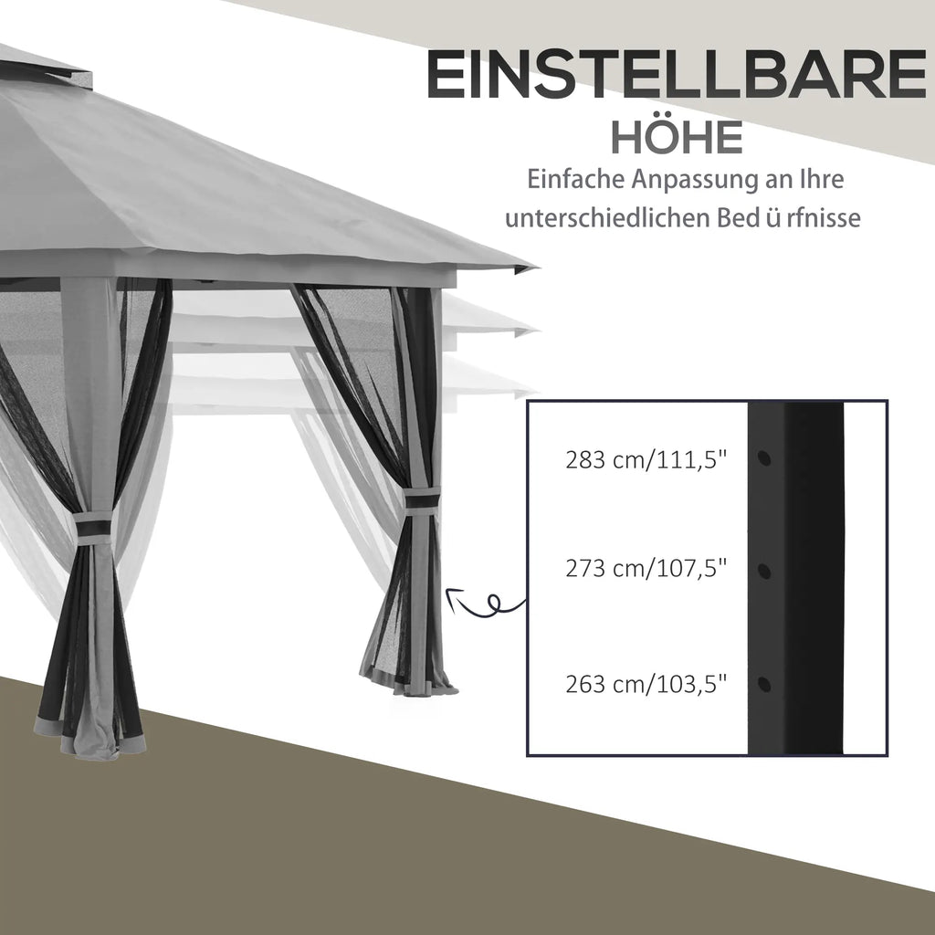 Outsunny Faltpavillon höhenverstellbar UV50+ mit Rollen
