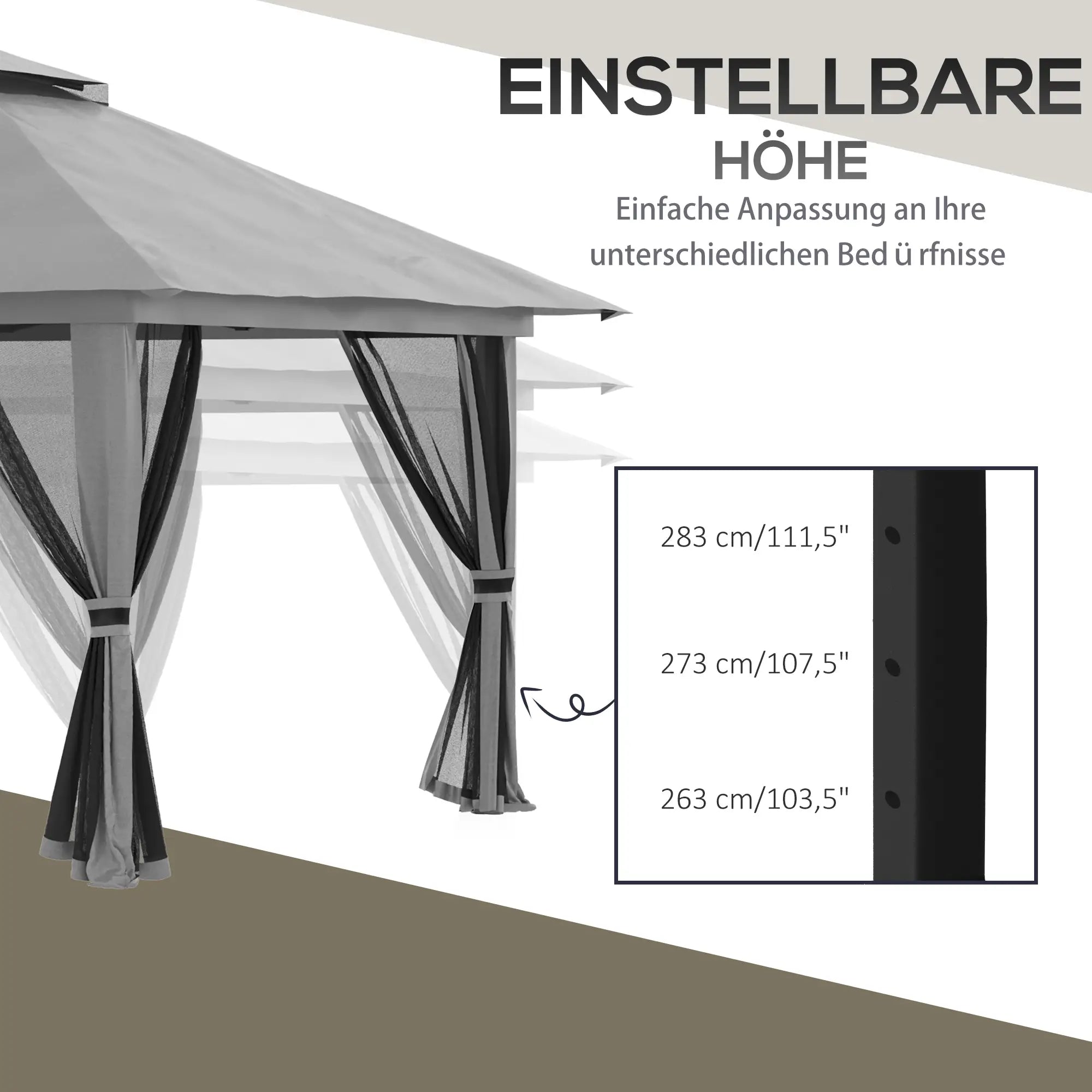 Outsunny Faltpavillon höhenverstellbar UV50+ mit Rollen