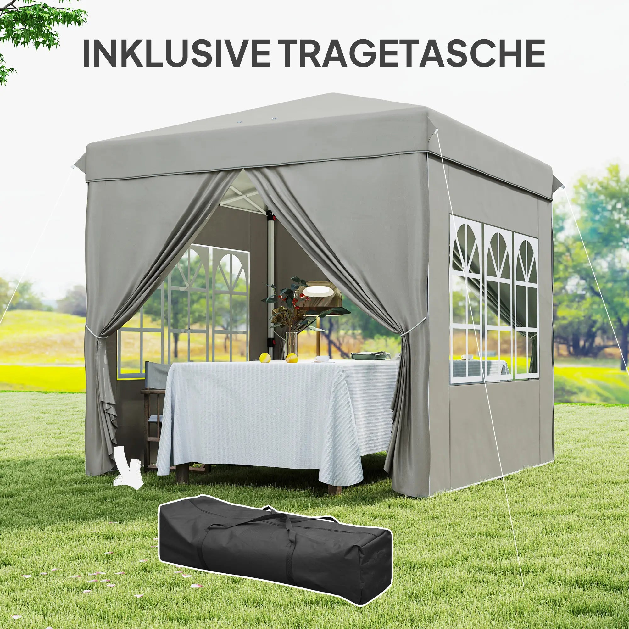 Outsunny Faltpavillon 2,5×2,5 m mit UV-Schutz & Seitenteilen