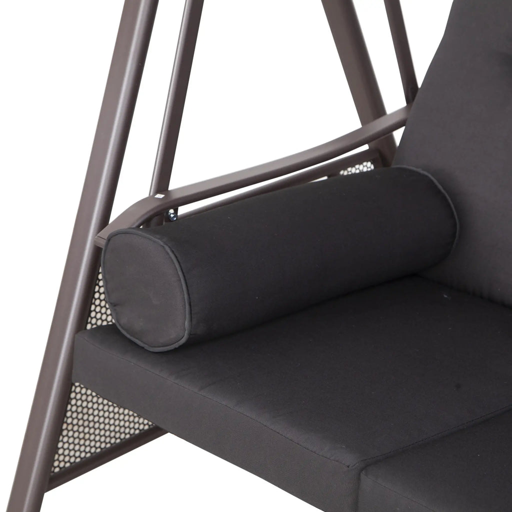 Outsunny 3-Sitzer Hollywoodschaukel mit Sonnendach & Kissen – Schwarz