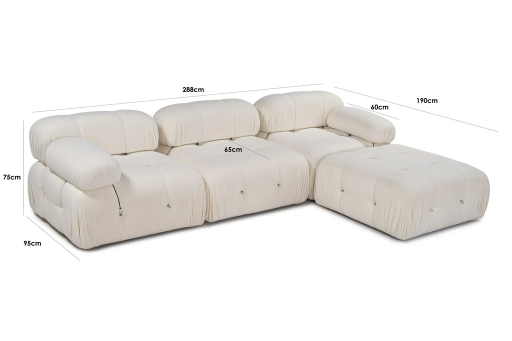 Bubble Beige L1 Ecksofa - Weiss