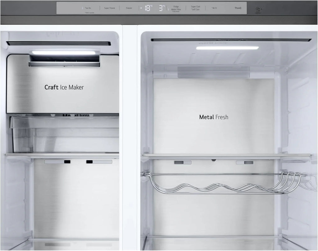 LG GSGV81PYLL Side by Side Kühlschrank, Klasse E, 635 L, Instaview, Kühlschrank mit Gefrierfach, Eis-, Crushed Ice- Wasserspender, Total NoFrost, Smart Inverter Kompressor, Wi-Fi
