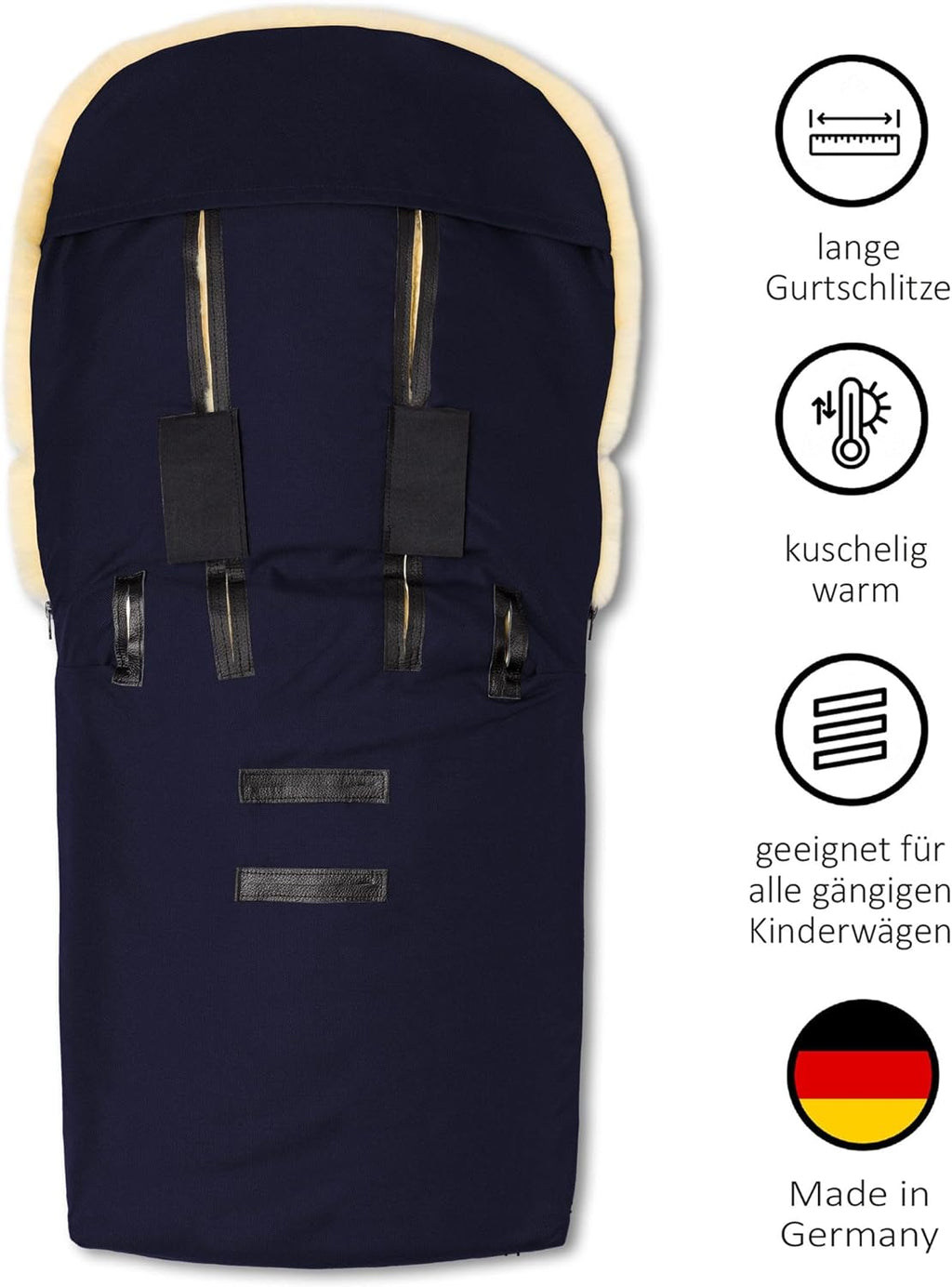 Hofbrucker Lammfell-Fußsack Putzi Kinderwagen, Buggy/Winterfußsack wind- & wasserabweisend/Warmer Fußsack Oberteil abnehmbar/echtes Lammfell/Made in Germany