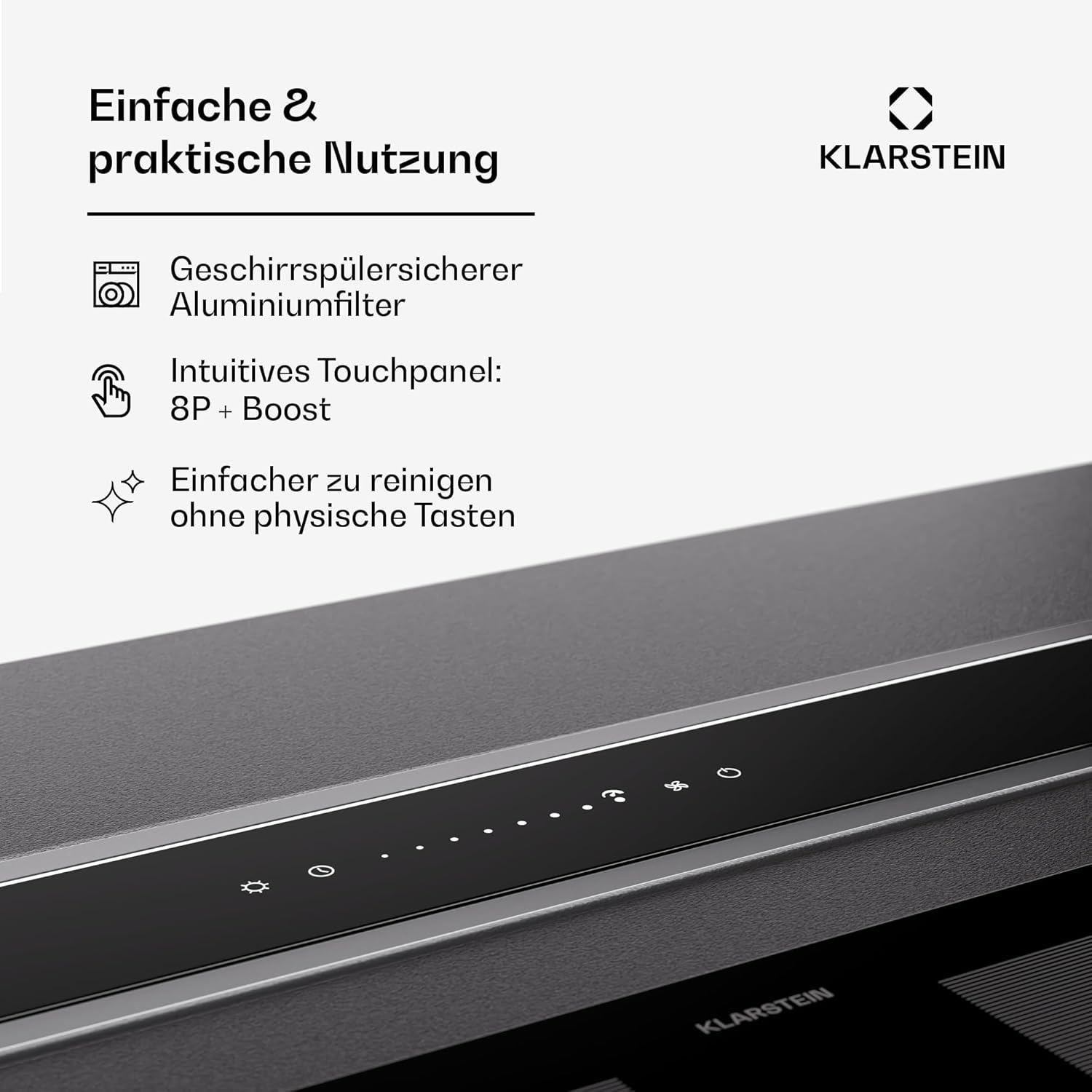 Klarstein Downdraft-Dunstabzugshaube, Versenkbare Abzugshaube, Leise Dunstabzugshauben mit Filter, Dunstabzugshaube 60cm, Umluft/Abluft Dunsthaube mit 10 Stufen, Dunstabzug 576 m³/h Luftstrom