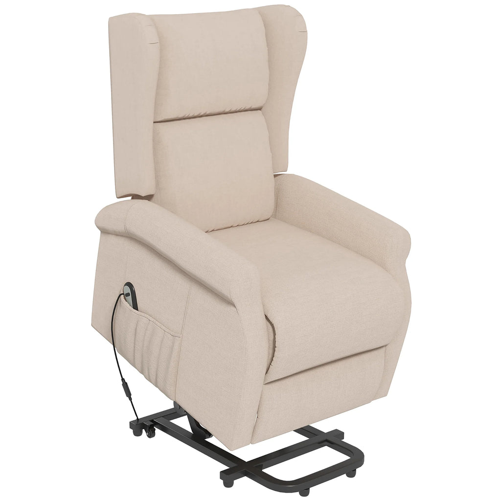 HOMCOM Aufstehsessel elektrisch Relaxsessel frei verstellbar cremeweiß