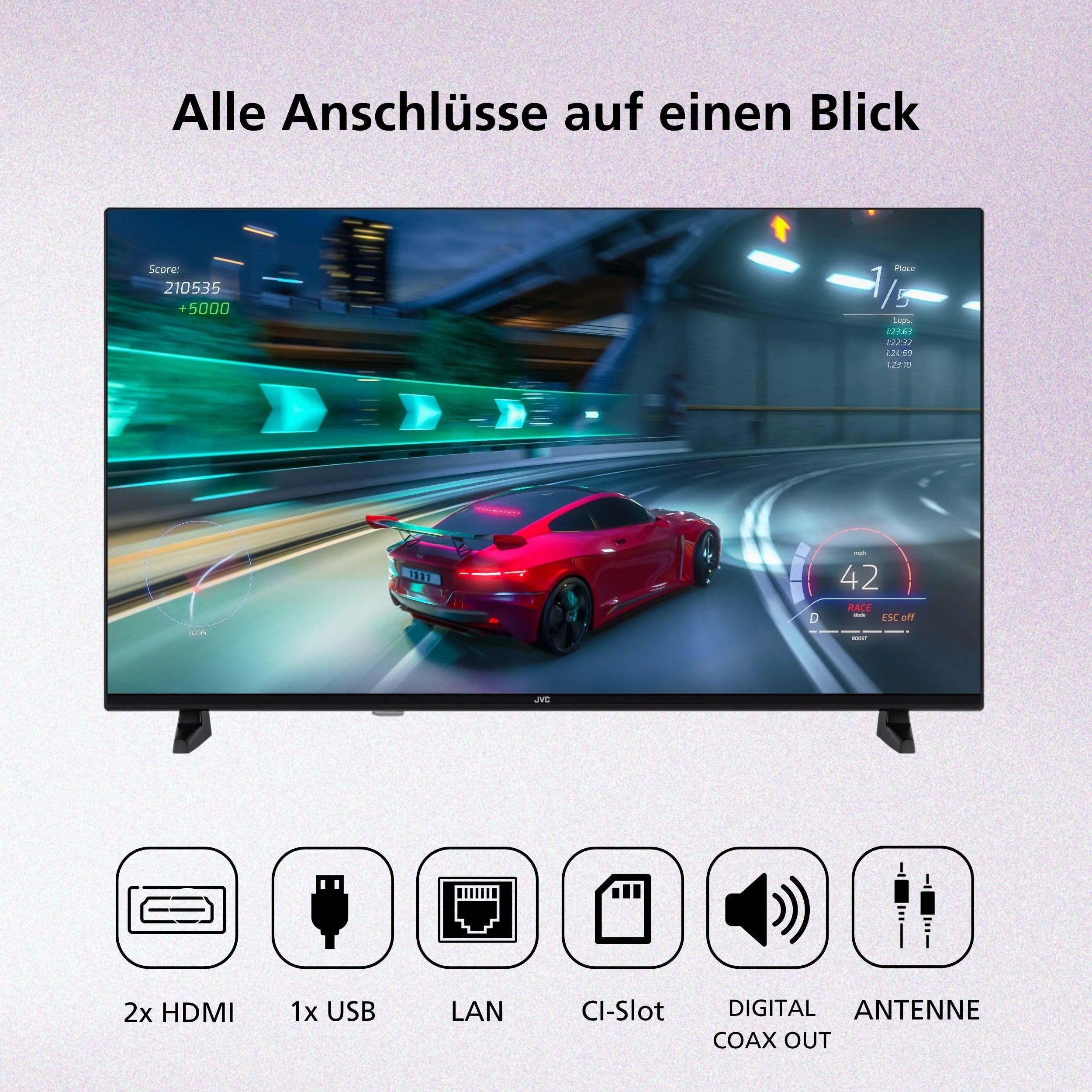 JVC Fernseher 40 Zoll Smart TV VIDAA Full HD HDR Fernseher mit 100 cm Bildschirmdiagonale und integriertem Triple-Tuner, LED TV LT-40VDF2555 (2026)