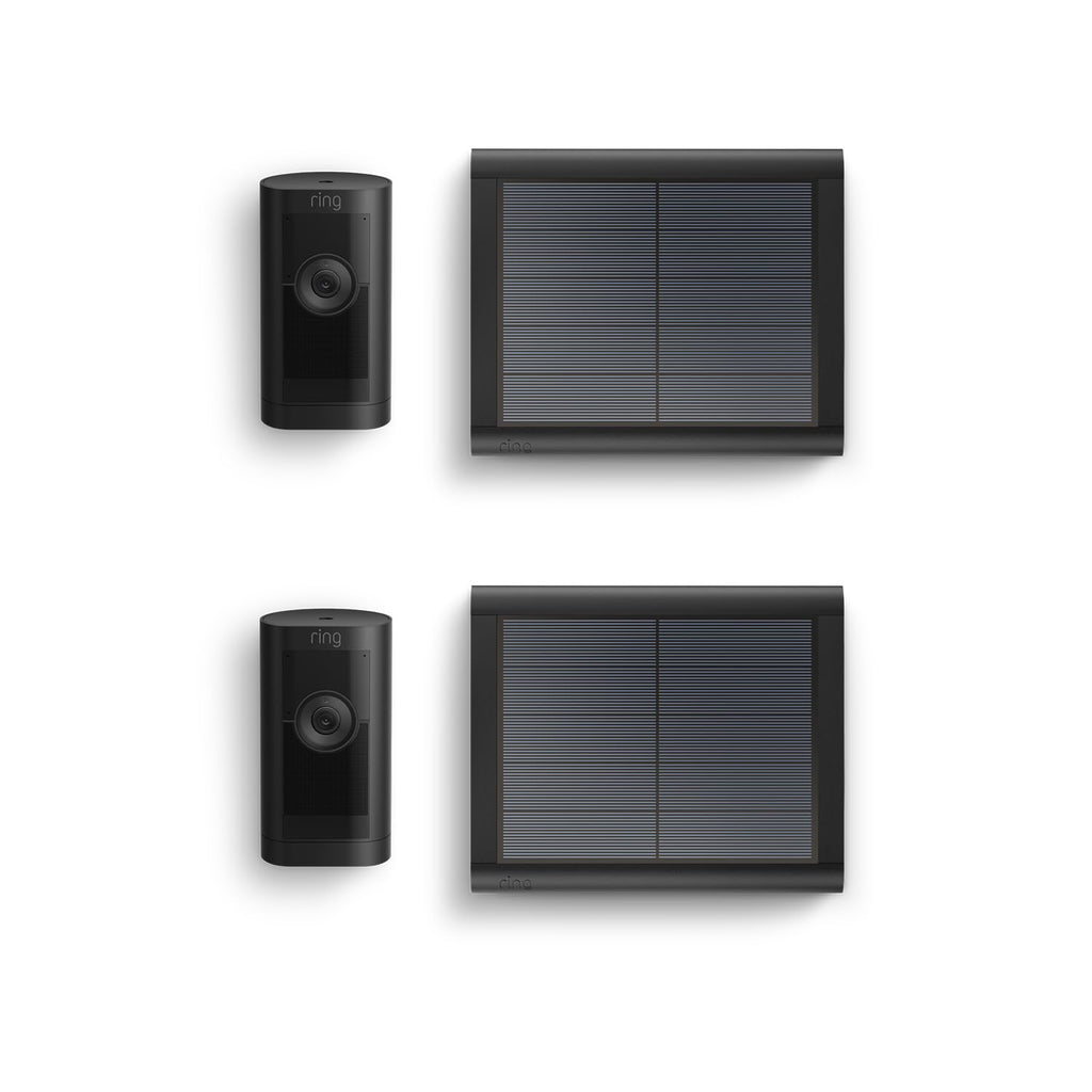 Ring Außenkamera Pro Solar (Stick Up Cam Pro) | Solarbetriebene Überwachungskamera aussen mit 1080p-HDR-Video, WLAN, 3D-Bewegungserfassung, Alexa-kompatibel | 2 Sicherheitskameras