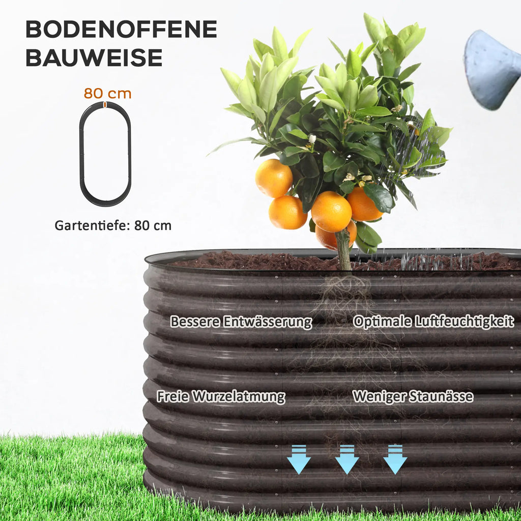 Hochbeet 160x80x80 cm aus Stahl für Garten & Balkon