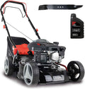 Scheppach Benzin Rasenmäher MS150-42 - 3,5PS | Schnittbreite 42cm | Radantrieb | Stahlgehäuse | Reinigungsfunktion | Mulchfunktion | 45 Liter Fangkorb | Höhenverstellung in 7 Stufen (25-75mm)