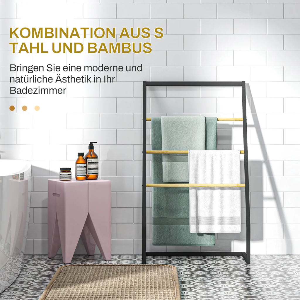 HOMCOM Handtuchständer 4-stufig für effiziente Trocknung Bambus