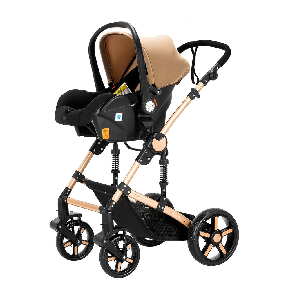 3 in 1 Kombikinderwagen 3 in 1 Reisesysteme Kinderwagen Infant Hochlandschaft Liegender Buggy Kinderwagen Neugeborenen Kinderwagen Faltbarer Standardkinderwagen (906 White)