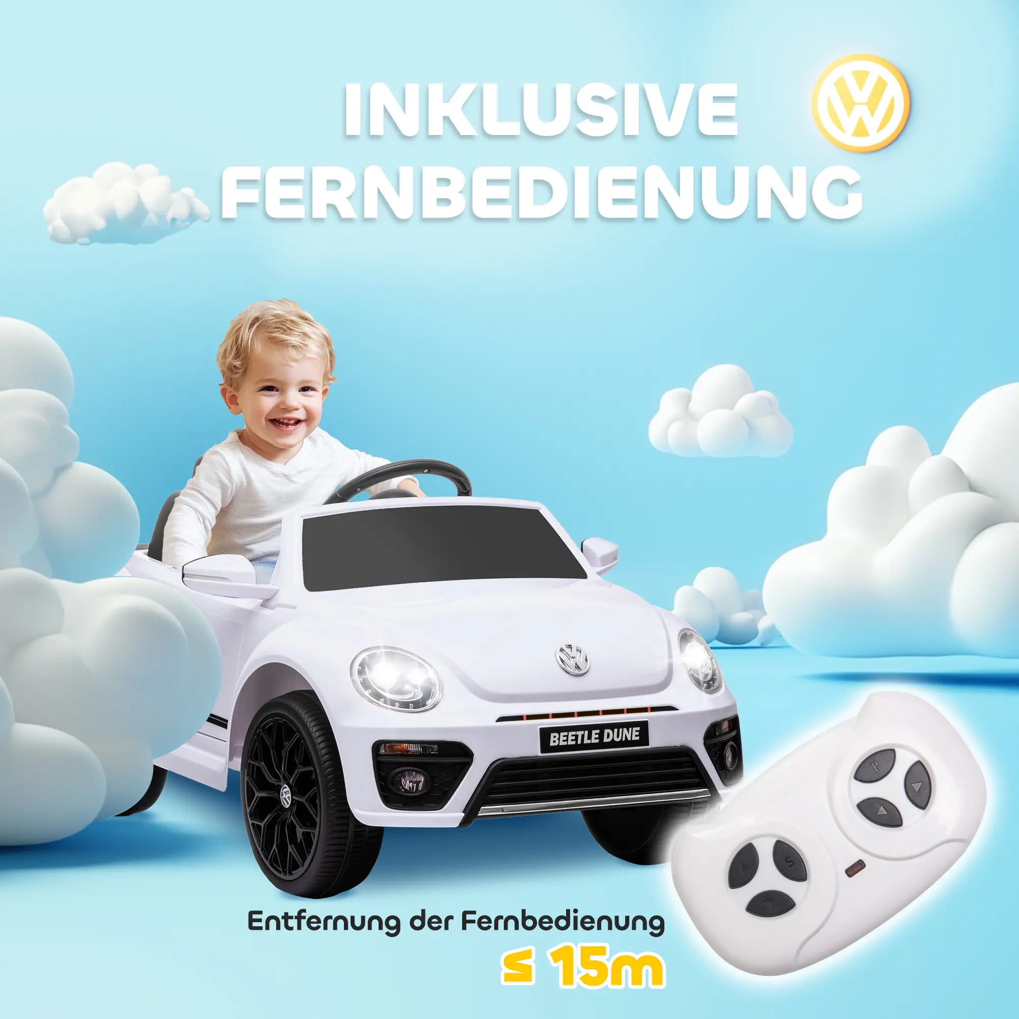 AIYAPLAY Kinder Elektroauto 12V mit Fernbedienung Weiß