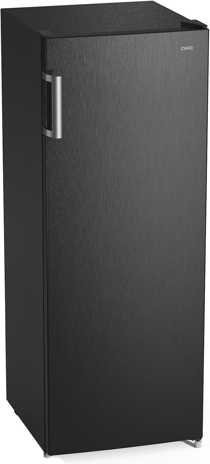 CHiQ FSD166NE4E Gefrierschrank 166 L, No Frost Technologie, Wechselbarer Türanschlag, Schwarzer Edelstahl, 144cm Höhe