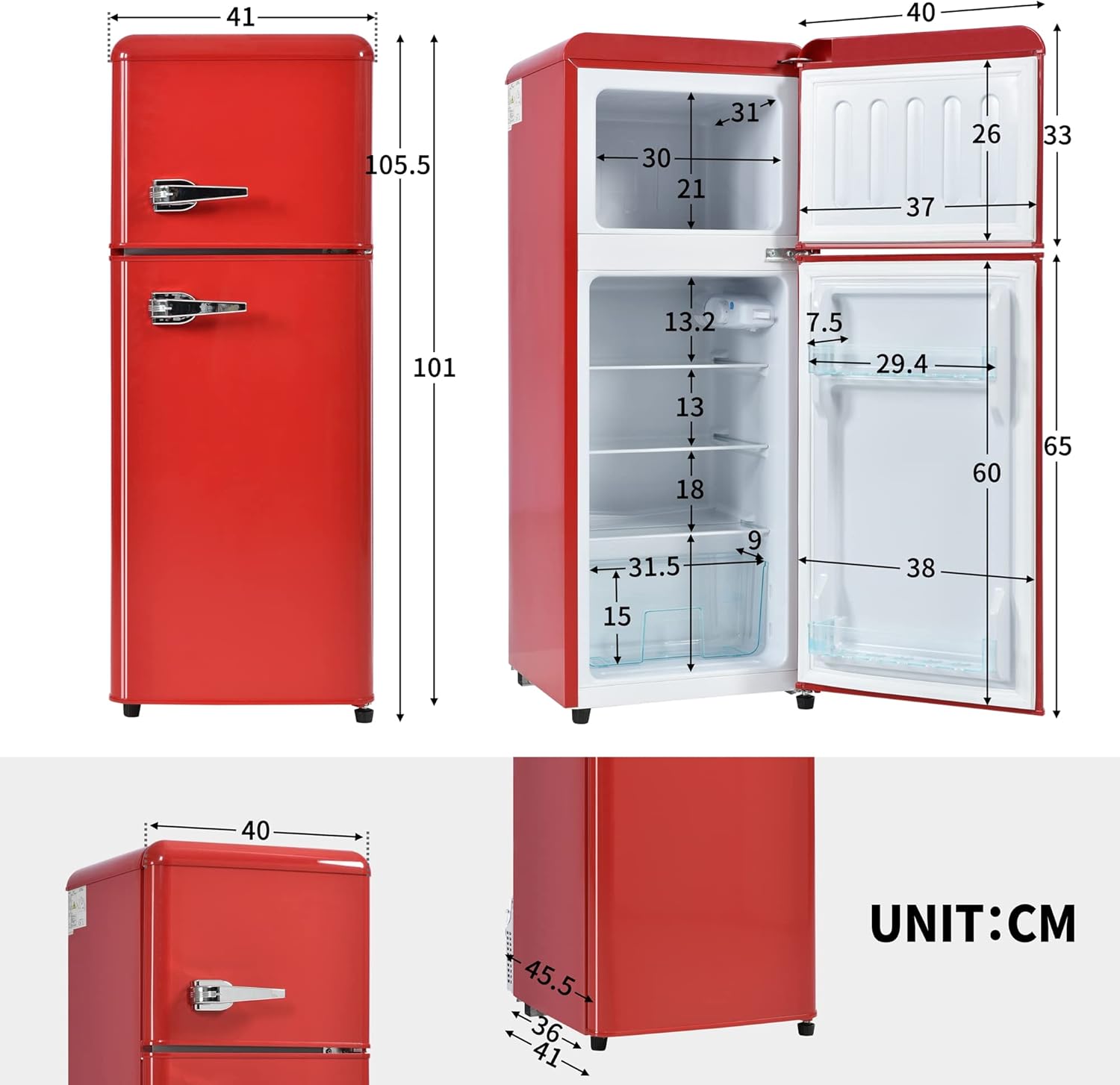 Merax Kühlschrank mit Gefrierfach, Kühl-Gefrierkombination, klein Kühlschrank mit 51L und Gefrierschrank 21L, Leise, LED, Glasablagen, Gemüsefach, Türablagen, für Küche, Wohnzimmer, Büro, Schwarz