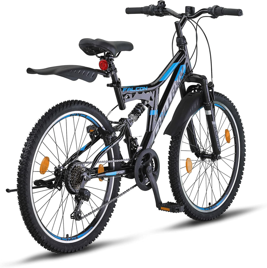 Chillaxx Bike Falcon Premium Mountainbike in 24,26,27.5 und 29 Zoll - Fahrrad für Jungen, Mädchen, Damen und Herren - Scheibenbremse- 21 Gang-Schaltung - Vollfederung