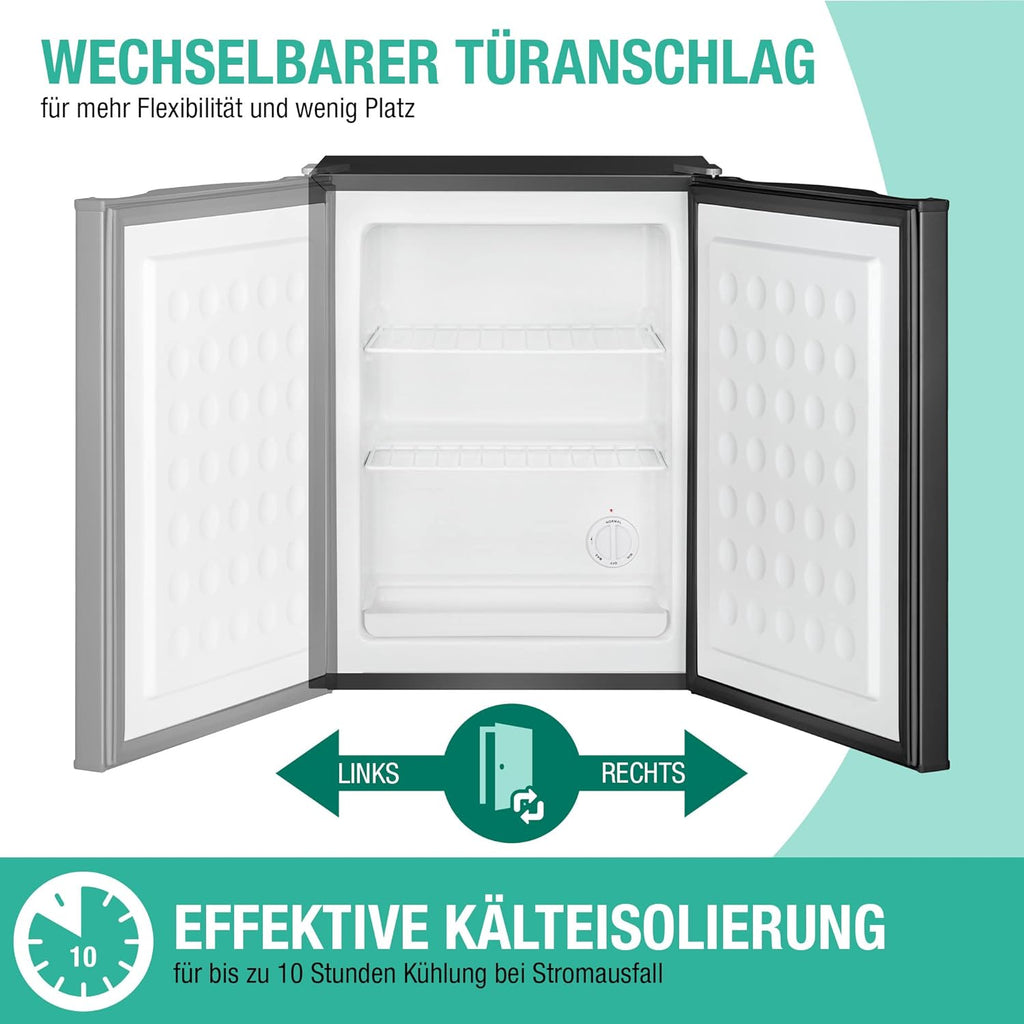 Bomann® Gefrierschrank klein mit 42L Nutzinhalt | Mini Gefrierschrank mit 2 herausnehmbaren Gitterablagen | Gefrierschrank mit wechselbarem Türanschlag & stufenloser Temperaturreglung |GB 7236 schwarz