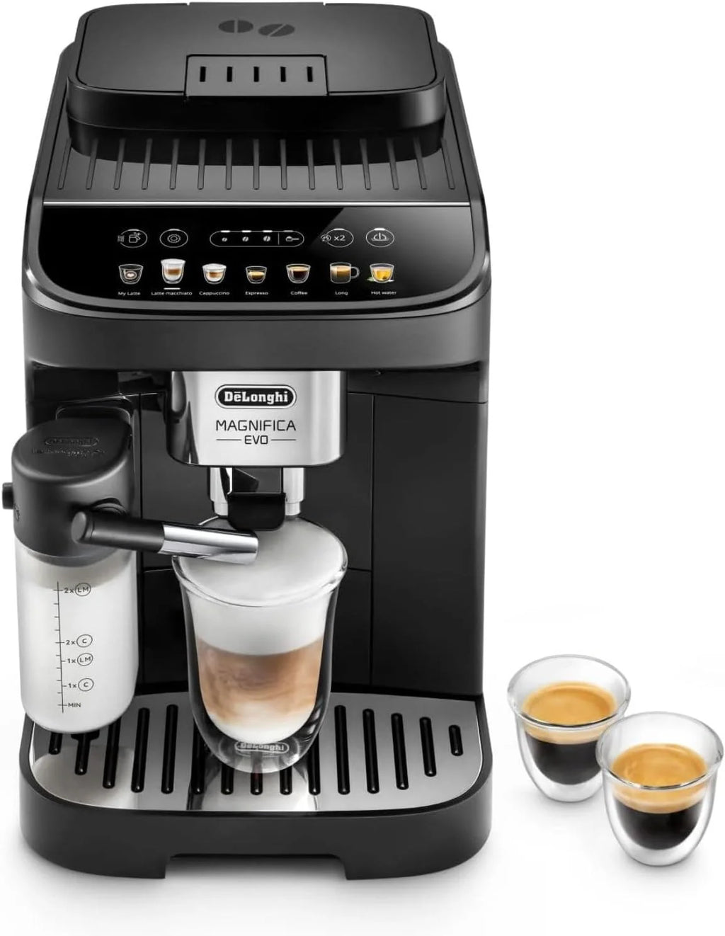 De'Longhi Magnifica Evo Next ECAM312.80.TB, Kaffeevollautomat mit 13 Getränken (Cappuccino, Espresso, Latte Macchiato), 2,4'' TFT Farbdisplay, LatteCrema Milchsystem, 2-Tassen-Funktion, Titan