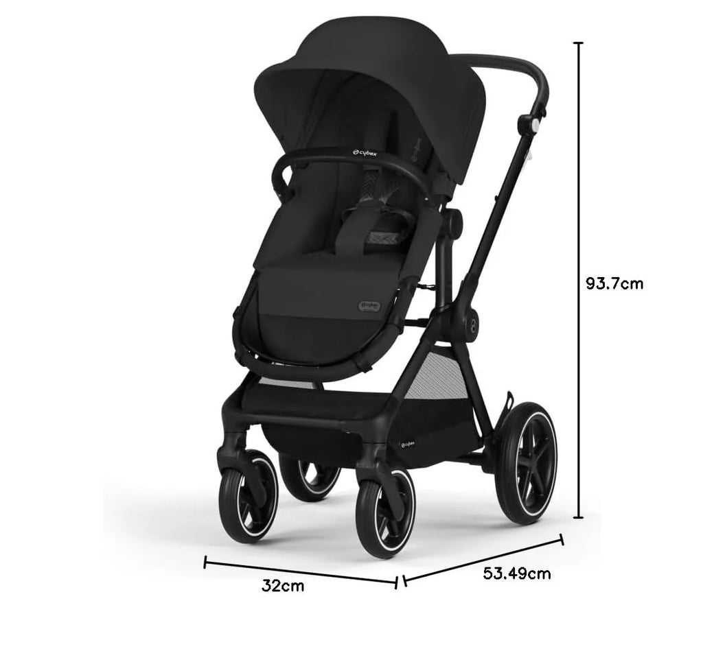 CYBEX Gold Kinderwagen EOS Lux 2-in-1 mit Babyschale Aton B2 i-Size und Babyschalen-Adapter, Reisesystem, Ab Geburt bis 22 kg (ca. 4 Jahre), Moon Black (Schwarz)
