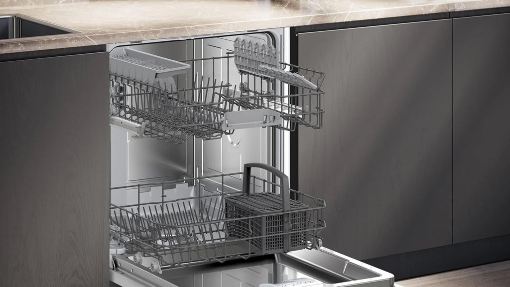 Siemens SN63EX06VE, iQ300 Smarter Geschirrspüler, Vollintegrierte Spülmaschine, 60 cm, Besteckschublade, Extra leise, varioSpeed, Automatische Türöffnung, Dreifach rackMatic, infoLight, intesiveZone
