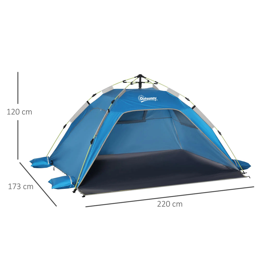 Outsunny Strandmuschel Pop-up 2 Personen mit Fenstern Himmelblau