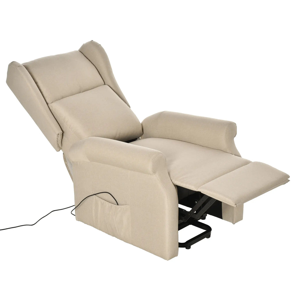 HOMCOM Aufstehsessel elektrisch Relaxsessel frei verstellbar cremeweiß