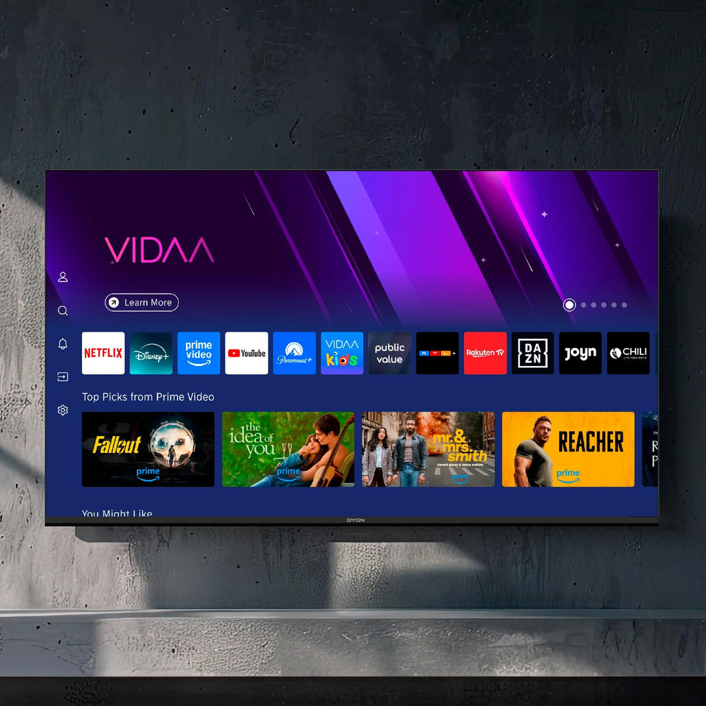 DYON Smart 40 VX-2-40 Zoll (100 cm) Full-HD Smart TV mit HD Triple Tuner (DVB-C/-S2/-T2), App Store, Prime Video, Netflix, YouTube, DAZN, Disney+, waipu.TV, Hotelmodus