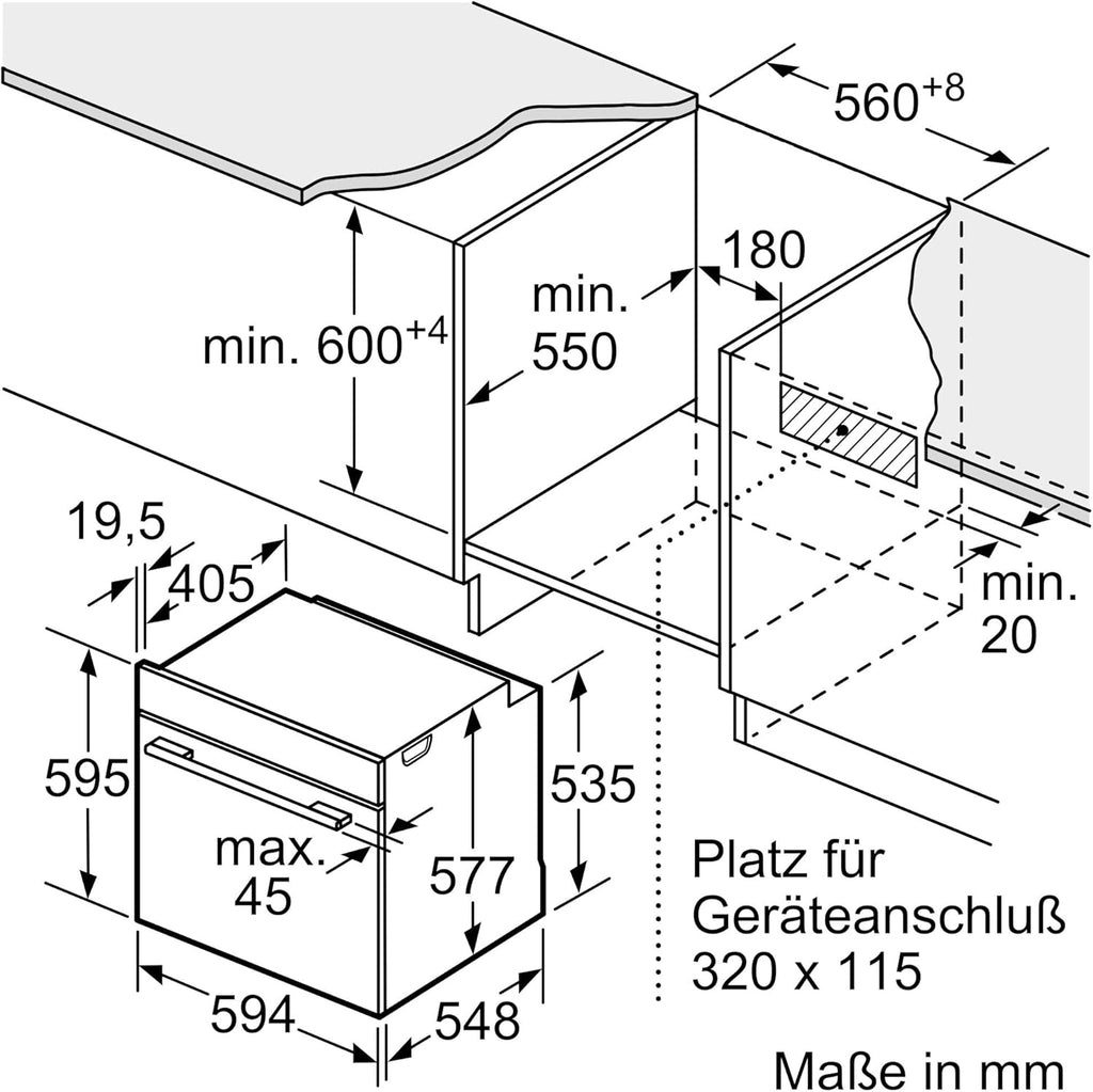 Bosch HMG7361B1, Serie 8 smarter Einbau-Backofen mit Mikrowellenfunktion, 60 x 60 cm, Made in Germany, Schwarz, Air Fry, Digitaler Bedienring, Touchdisplay, Automatikprogramme, Reinigungsunterstützung