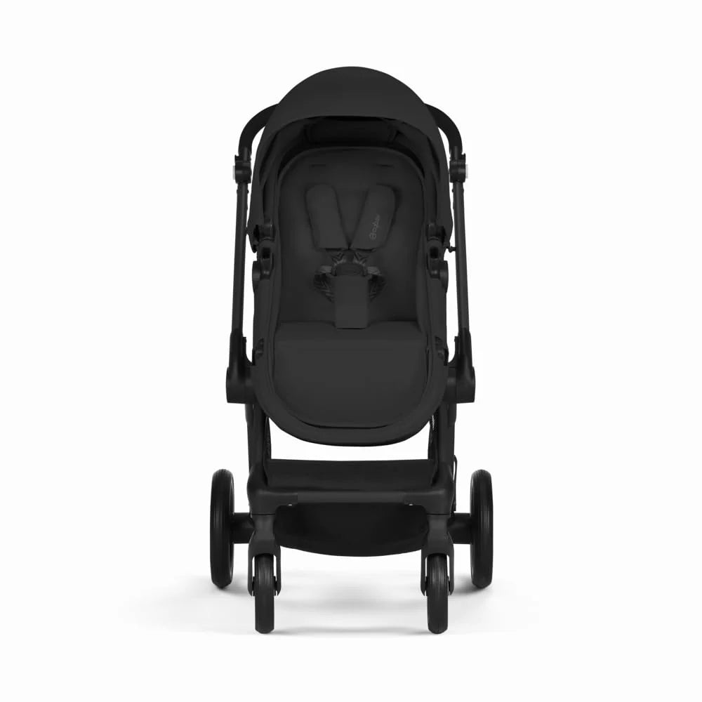 CYBEX Gold Kinderwagen EOS Lux 2-in-1 mit Babyschale Aton B2 i-Size und Babyschalen-Adapter, Reisesystem, Ab Geburt bis 22 kg (ca. 4 Jahre), Moon Black (Schwarz)